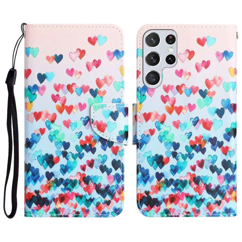 Fodral Samsung Galaxy S23 Ultra 5G Med Kedjar Endast Strappy Hearts