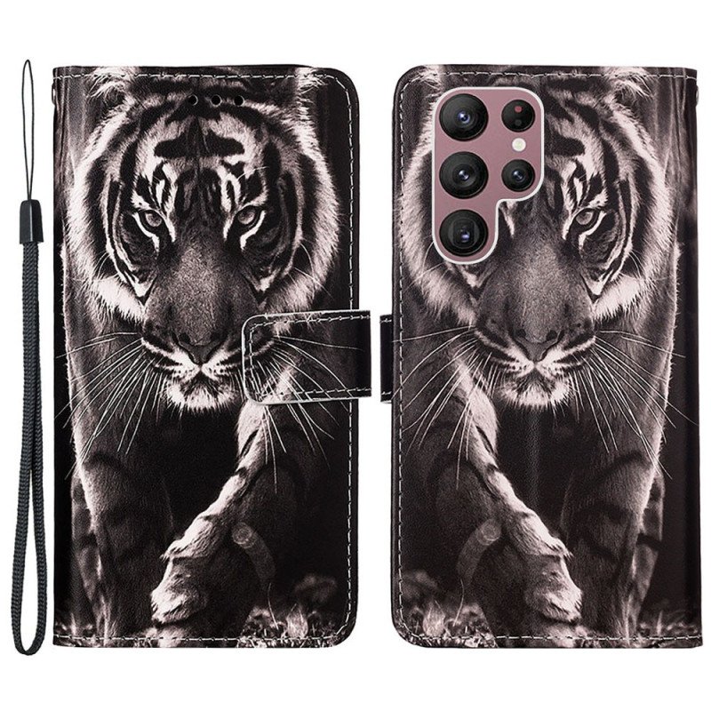 Fodral Samsung Galaxy S23 Ultra 5G Med Kedjar Strappy Night Tiger