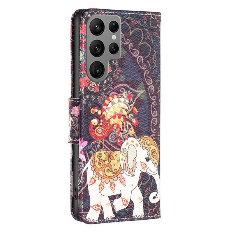 Folio-fodral Samsung Galaxy S23 Ultra 5G Tribal Elefant