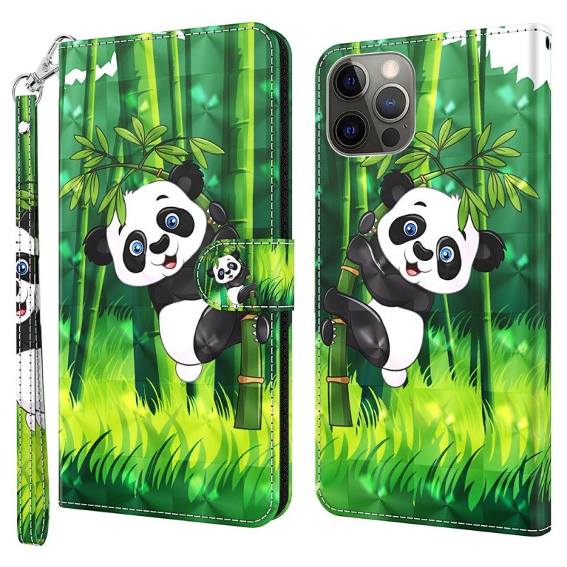 Fodral iPhone 15 Pro Med Kedjar 3d Bamboo Panda Med Rem