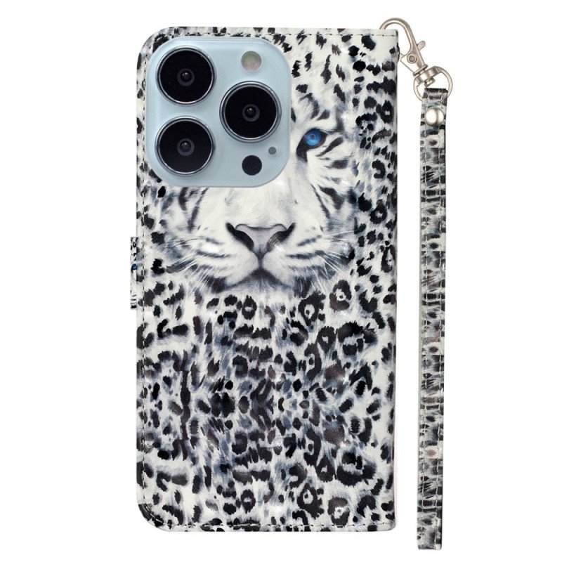 Fodral iPhone 15 Pro Med Kedjar 3d Leopard Med Rem