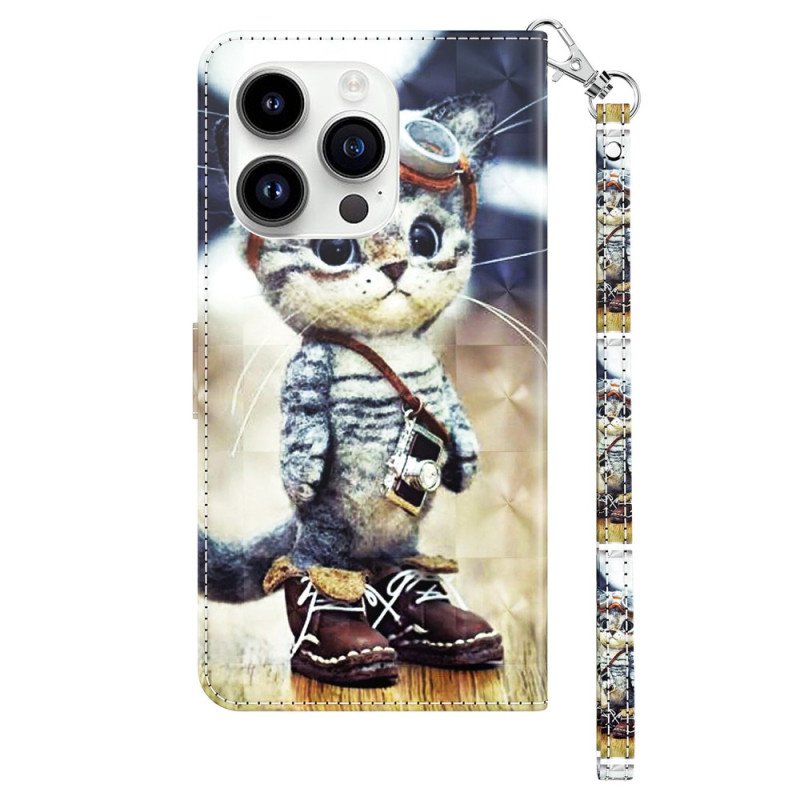 Fodral iPhone 15 Pro Med Kedjar Aviator Cat Med Rem