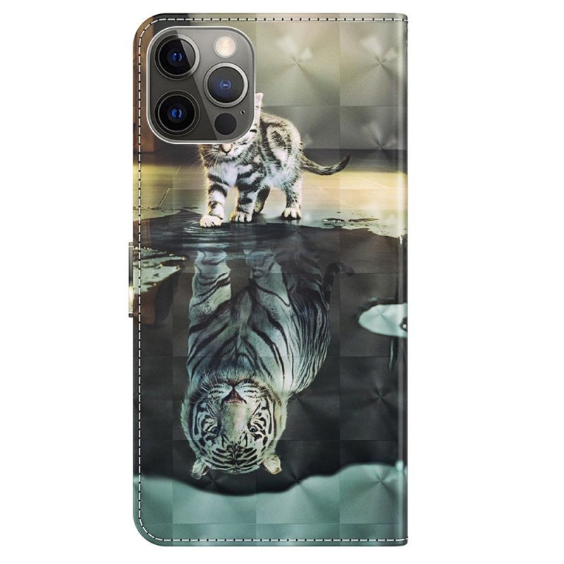 Folio-fodral iPhone 15 Pro Med Kedjar 3d Kitten Dream Med Rem