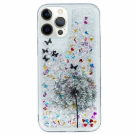 Mobilskal iPhone 15 Pro Maskros Glitter