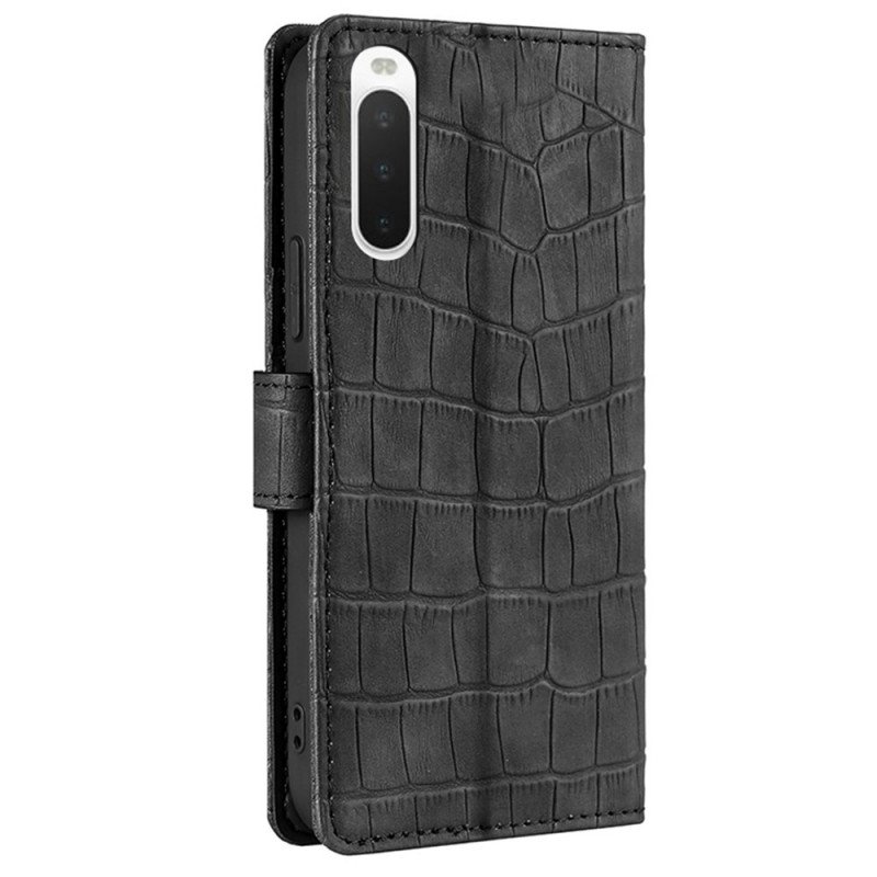 Folio-fodral Sony Xperia 10 IV Krokodilskinnstil