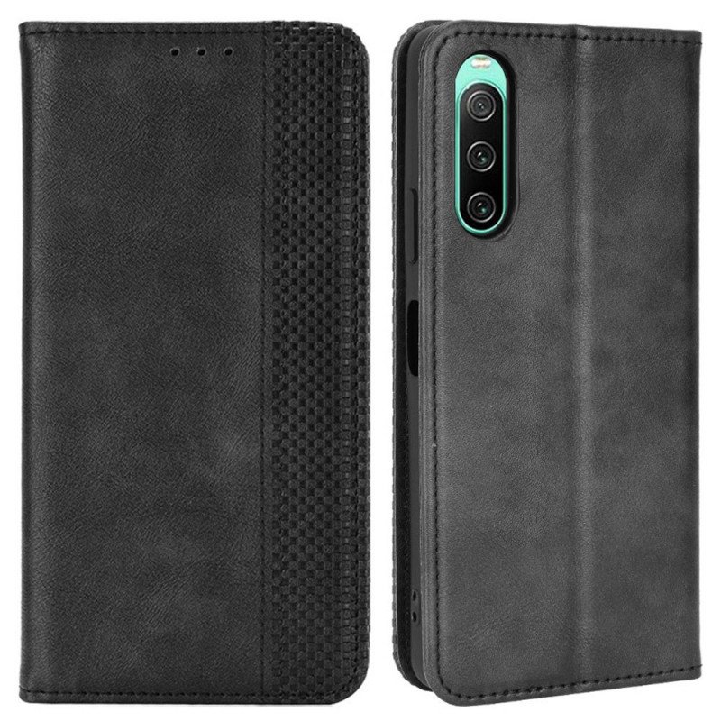 Folio-fodral Sony Xperia 10 IV Läderfodral Stiliserad Läderstil