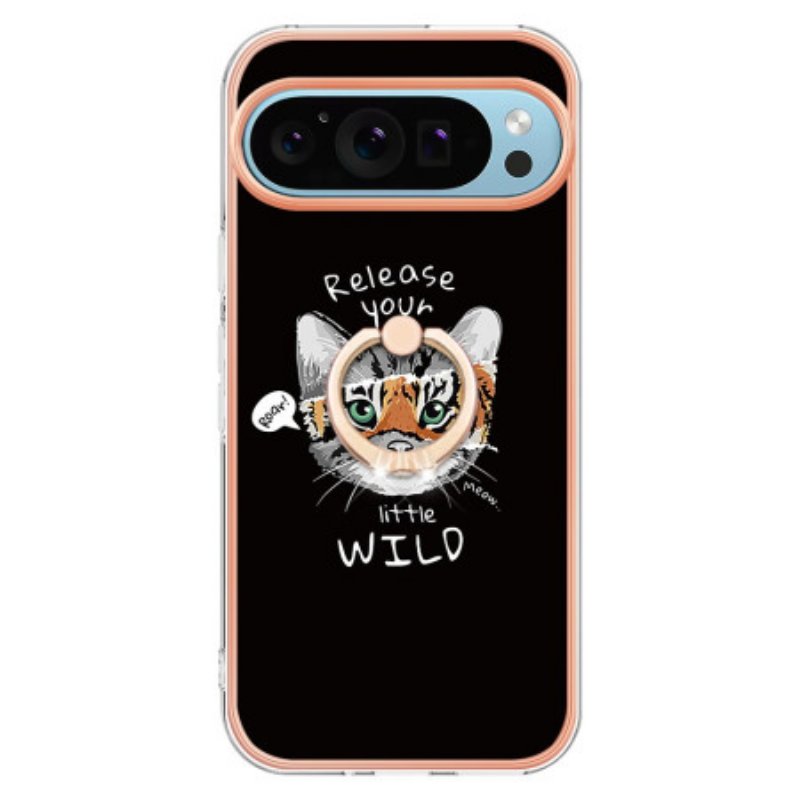 Skal Google Pixel 9 Pro Telefonfodral Cat / Tiger Support Ring