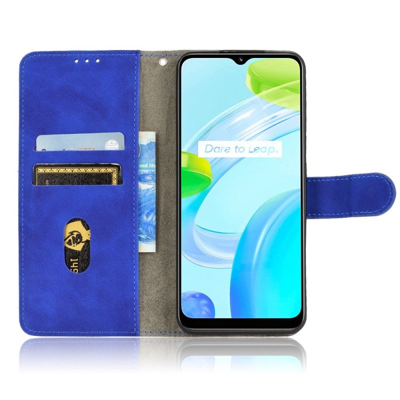 Folio-fodral Realme C30 Med Kedjar Skin-touch Synlig Sömrem