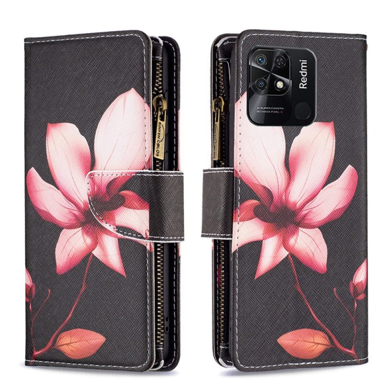 Fodral Xiaomi Redmi 10C Blomma Blixtlåsficka