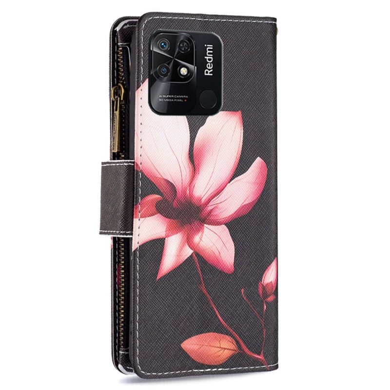 Fodral Xiaomi Redmi 10C Blomma Blixtlåsficka