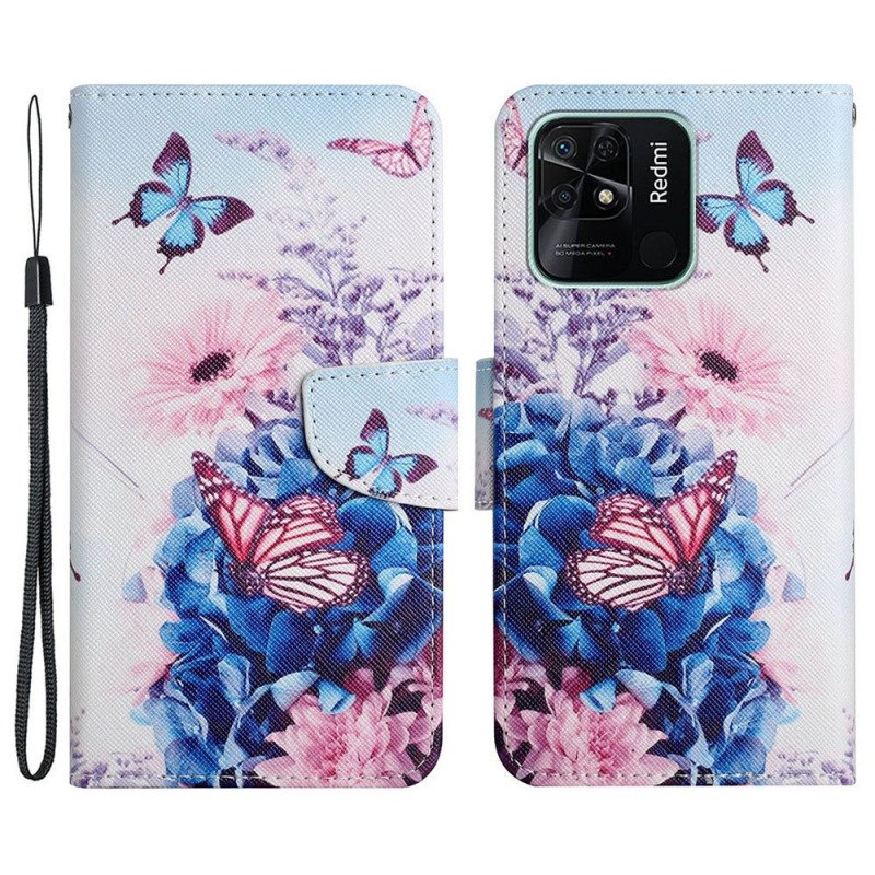 Fodral Xiaomi Redmi 10C Med Kedjar Strappy Floral Fantasy