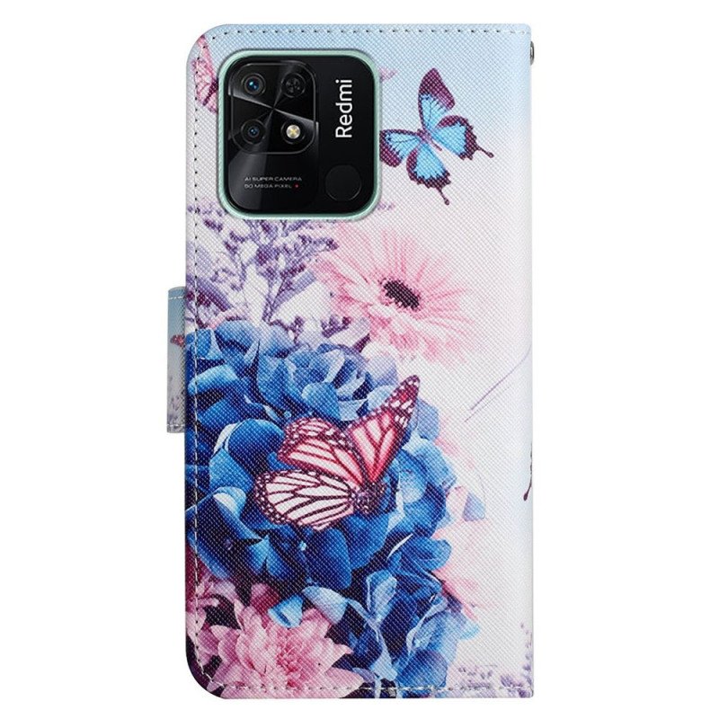 Fodral Xiaomi Redmi 10C Med Kedjar Strappy Floral Fantasy