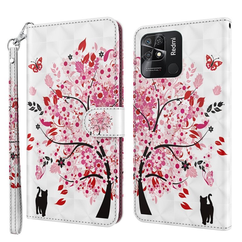 Fodral Xiaomi Redmi 10C Med Kedjar Strappy Rose Tree