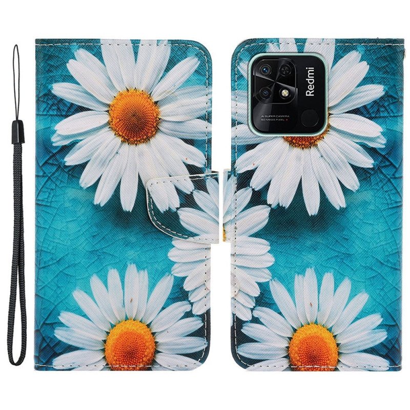 Fodral Xiaomi Redmi 10C Med Kedjar Thong Daisies