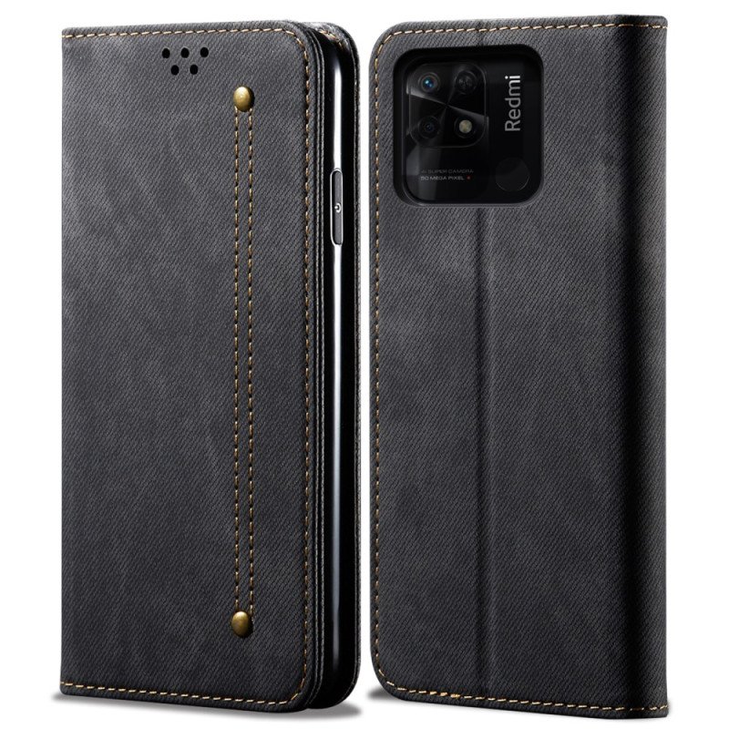 Folio-fodral Xiaomi Redmi 10C Läderfodral Denim Tyg