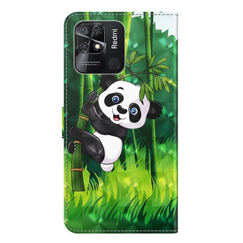 Folio-fodral Xiaomi Redmi 10C Med Kedjar Bambu Panda Med Snodd