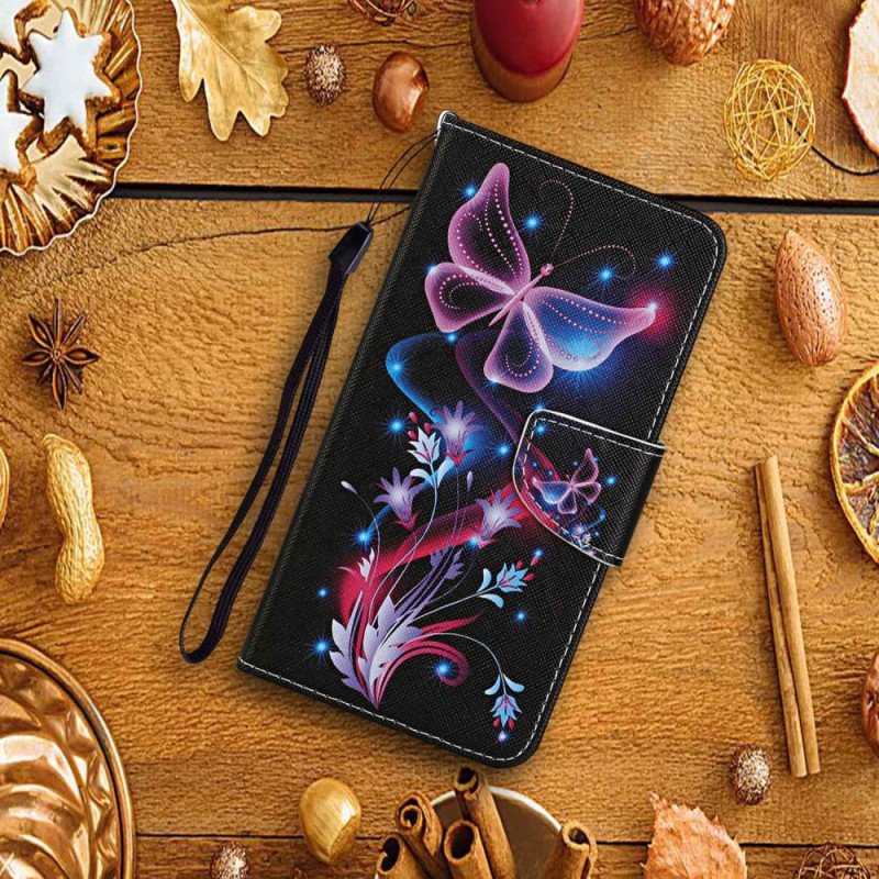 Folio-fodral Xiaomi Redmi 10C Med Kedjar Strappy Butterfly Dance