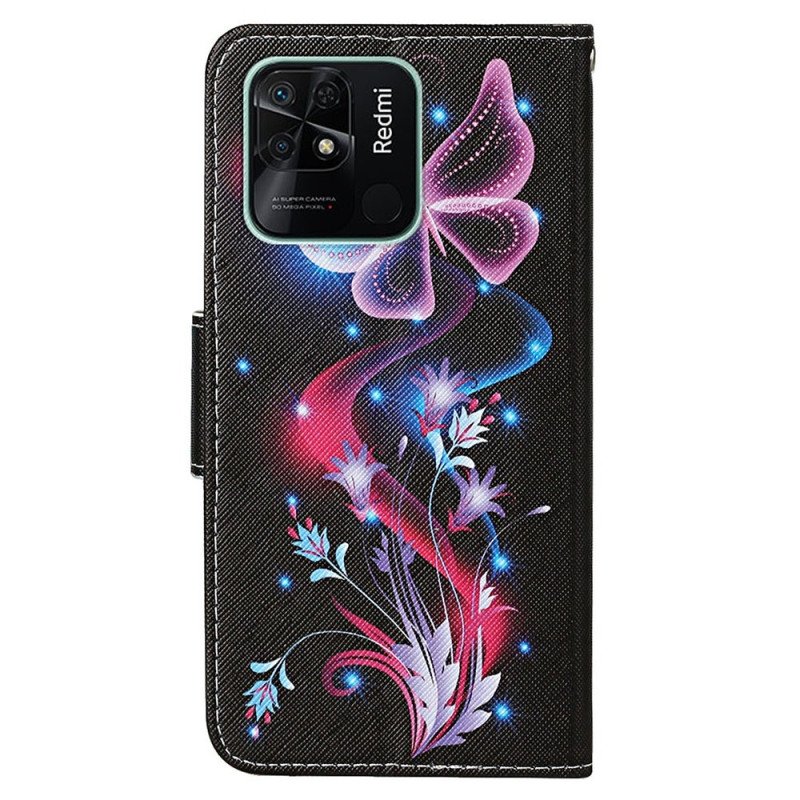 Folio-fodral Xiaomi Redmi 10C Med Kedjar Strappy Butterfly Dance