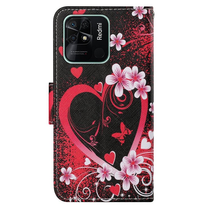 Folio-fodral Xiaomi Redmi 10C Med Kedjar Strappy Heart