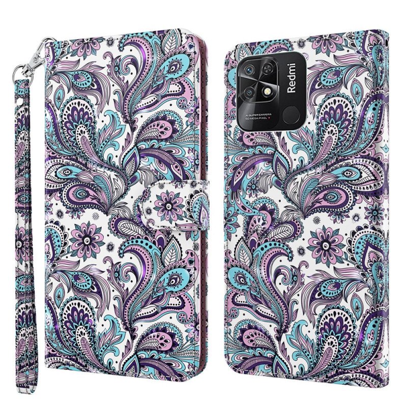 Folio-fodral Xiaomi Redmi 10C Med Kedjar Strappy Paisley Mönster