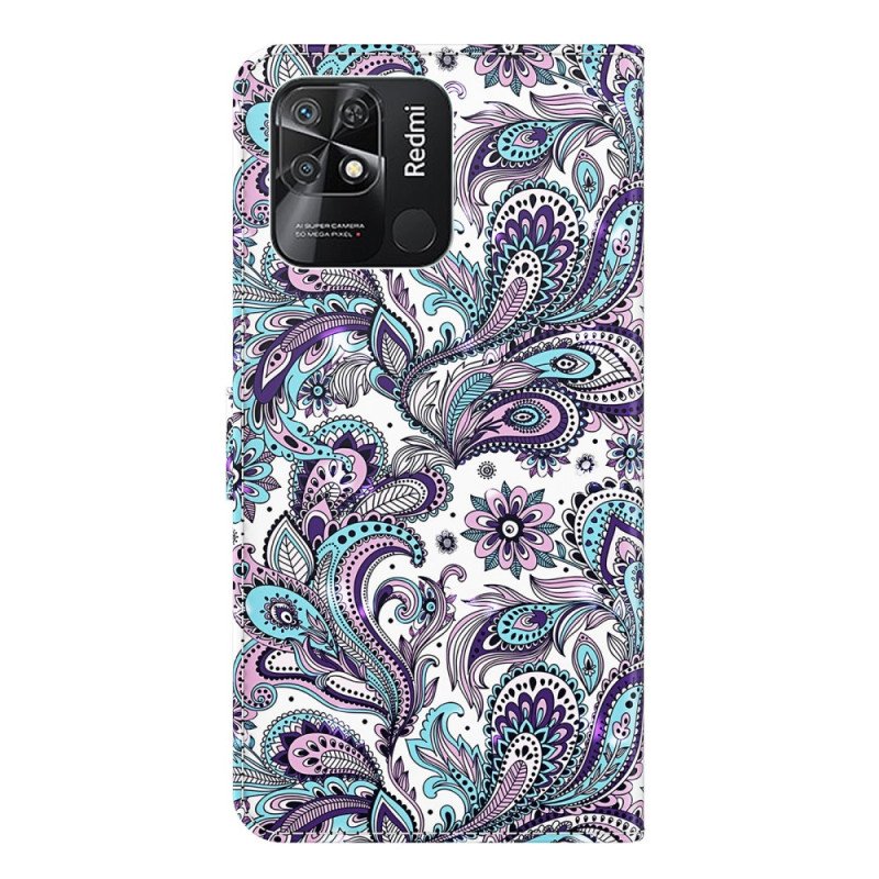 Folio-fodral Xiaomi Redmi 10C Med Kedjar Strappy Paisley Mönster