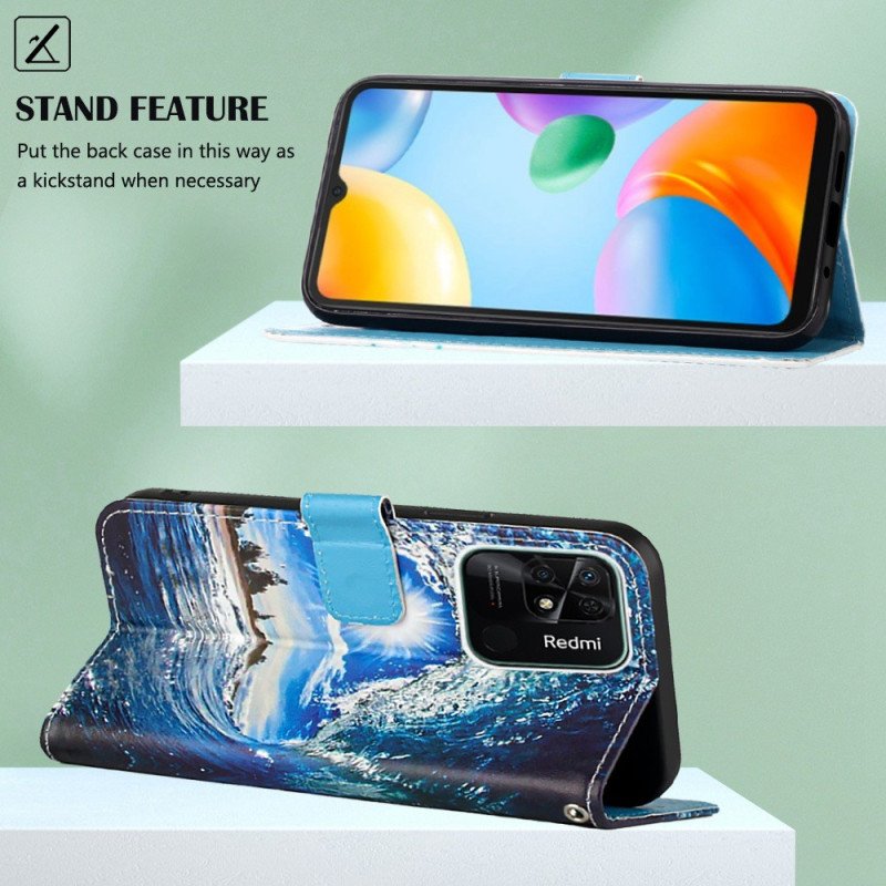 Folio-fodral Xiaomi Redmi 10C Med Kedjar Thong Wave