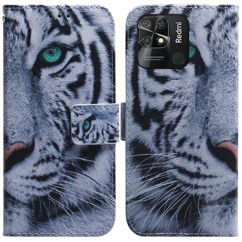 Folio-fodral Xiaomi Redmi 10C Vit Tiger