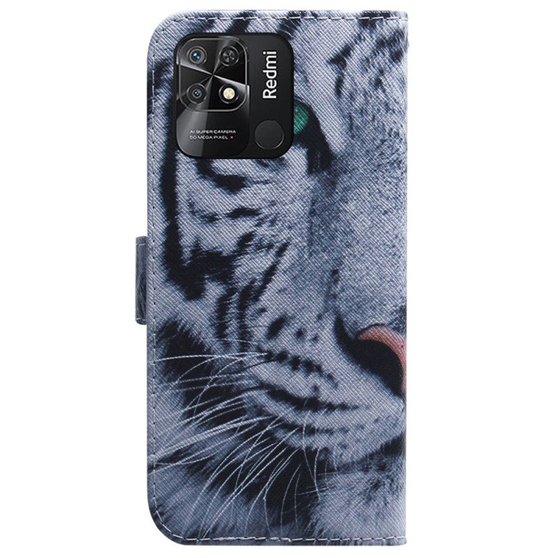 Folio-fodral Xiaomi Redmi 10C Vit Tiger