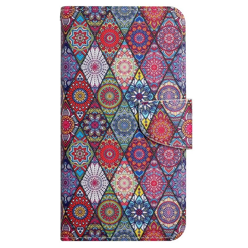 Läderfodral Xiaomi Redmi 10C Med Kedjar Strappy Patchwork