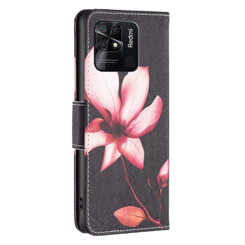 Läderfodral Xiaomi Redmi 10C Rosa Blomma