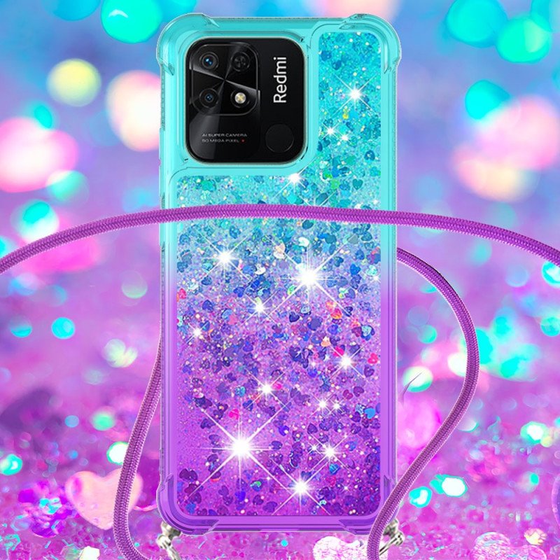 Skal Xiaomi Redmi 10C Med Snodd Glitter Silikonsladd