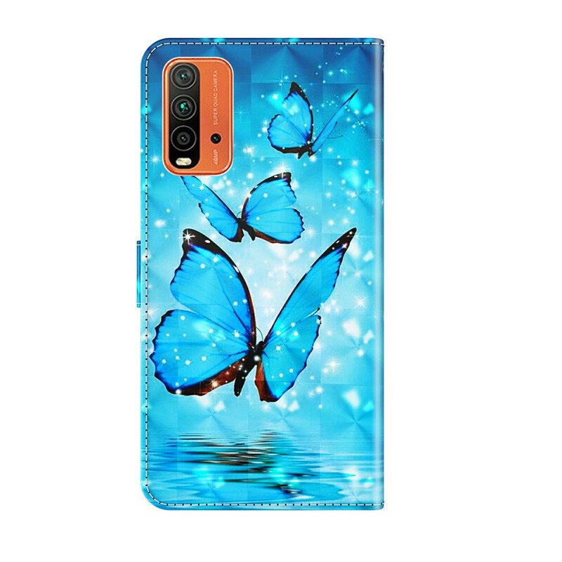 Fodral Xiaomi Redmi 9T Flygande Blå Fjärilar