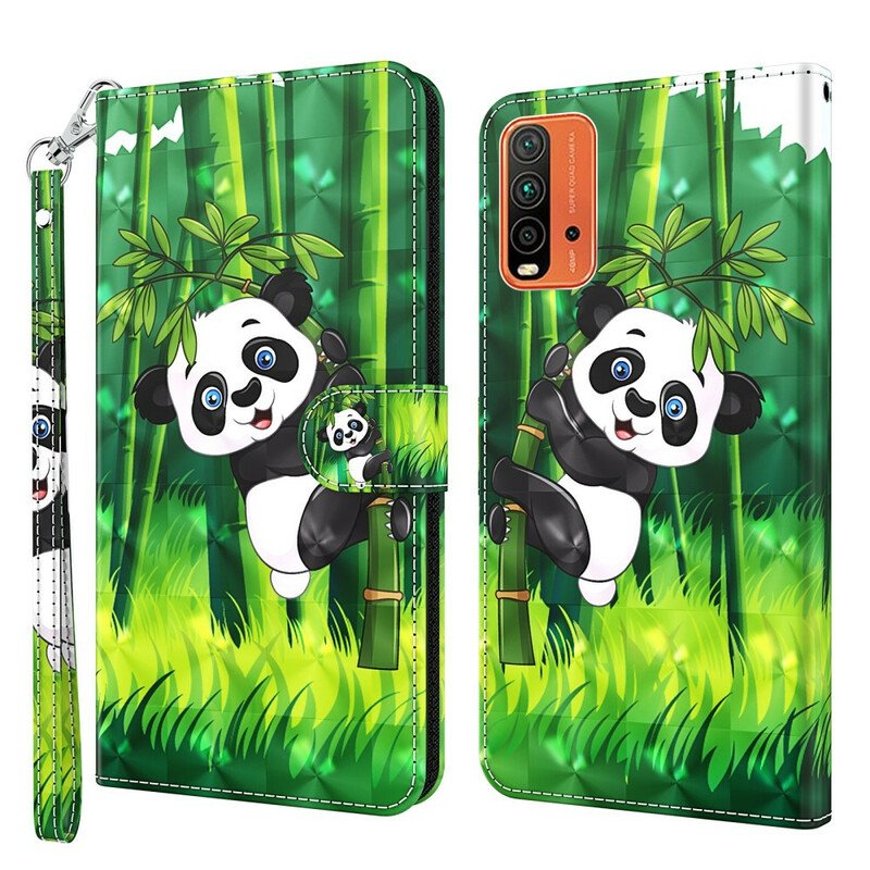 Läderfodral Xiaomi Redmi 9T Panda Och Bambu