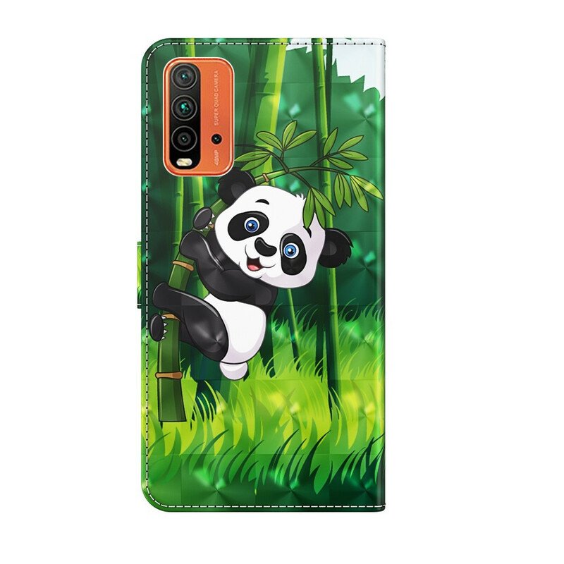 Läderfodral Xiaomi Redmi 9T Panda Och Bambu