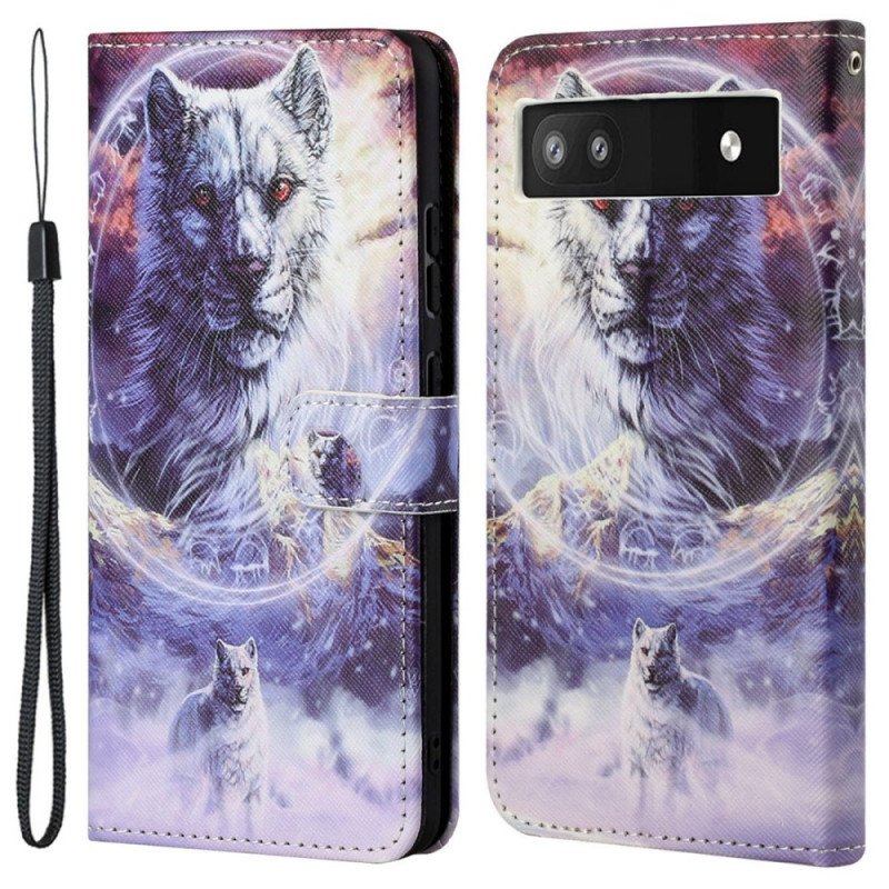 Folio-fodral Google Pixel 6A Med Kedjar Thong Wolves