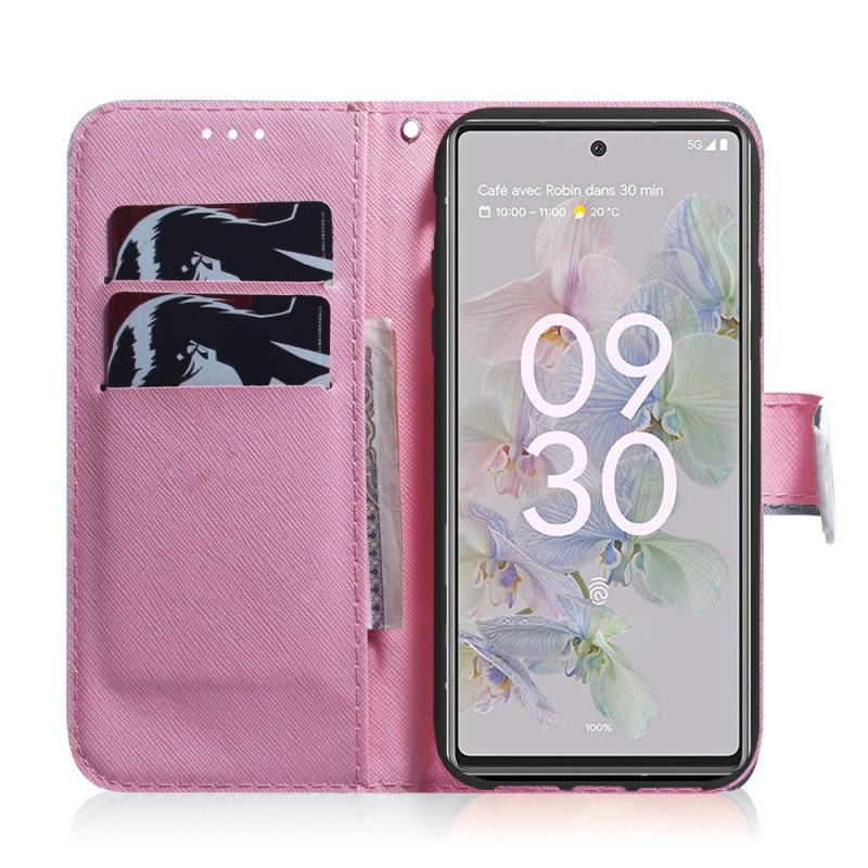 Folio-fodral Google Pixel 6A Rosa Blomma