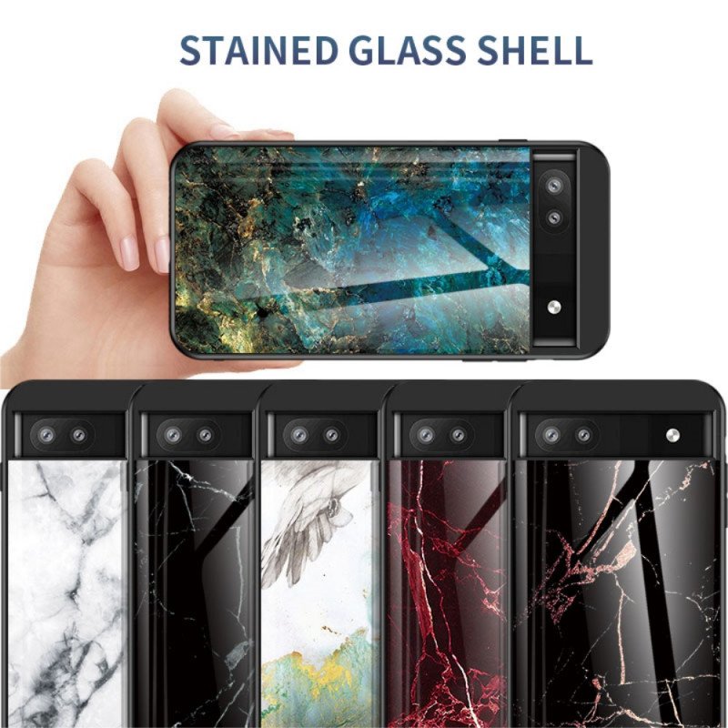 Skal Google Pixel 6A Marmor Härdat Glas