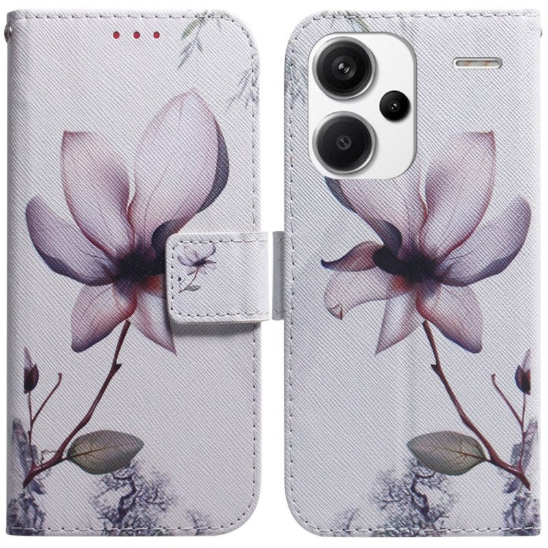 Läderfodral Xiaomi Redmi Note 13 Pro Plus 5g Telefonfodral Rosa Blomma