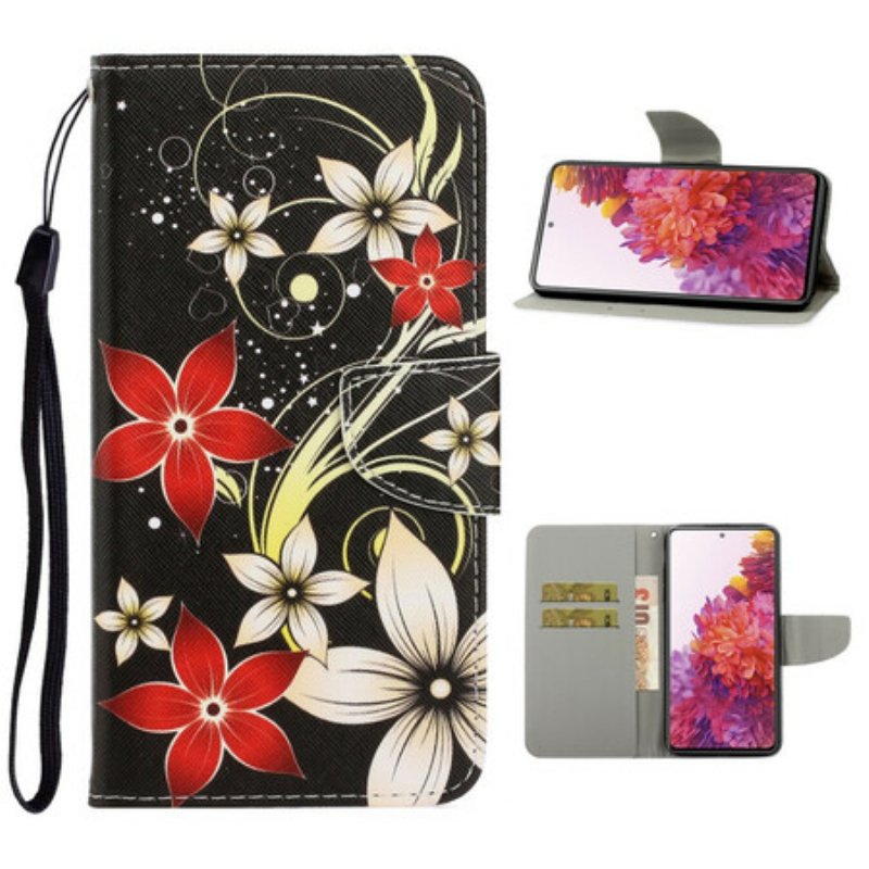 Fodral Samsung Galaxy S20 FE Med Kedjar Färgglada Strappy Blommor