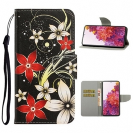 Fodral Samsung Galaxy S20 FE Med Kedjar Färgglada Strappy Blommor