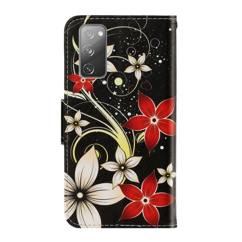 Fodral Samsung Galaxy S20 FE Med Kedjar Färgglada Strappy Blommor