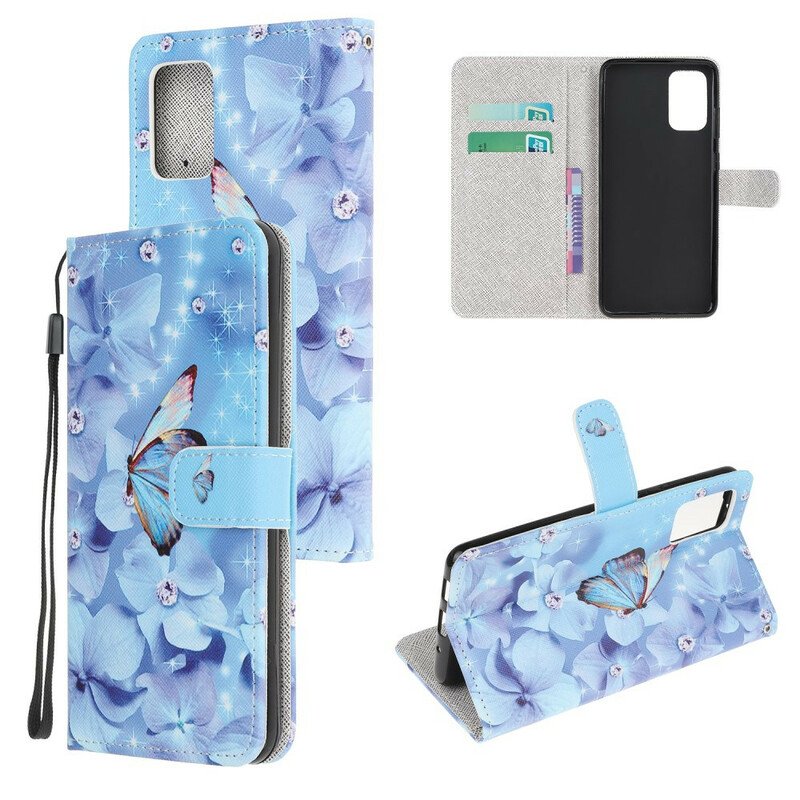 Folio-fodral Samsung Galaxy S20 FE Med Kedjar Strappy Diamond Butterflies