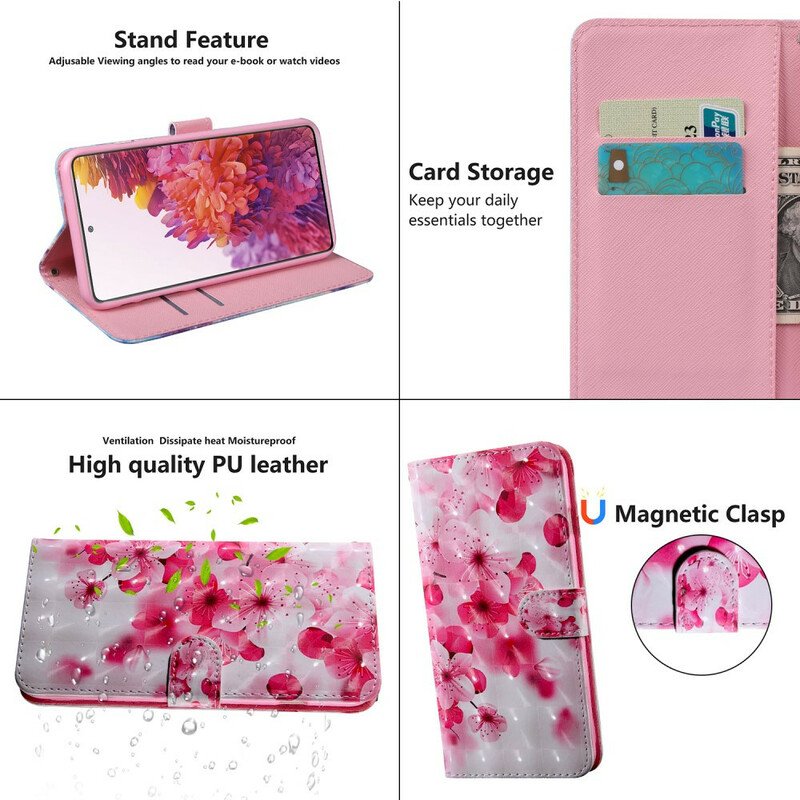 Folio-fodral Samsung Galaxy S20 FE Rosa Blommor