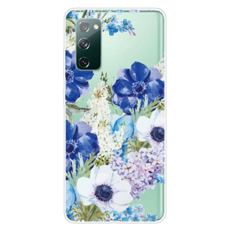 Skal Samsung Galaxy S20 FE Sömlös Akvarell Blå Blommor