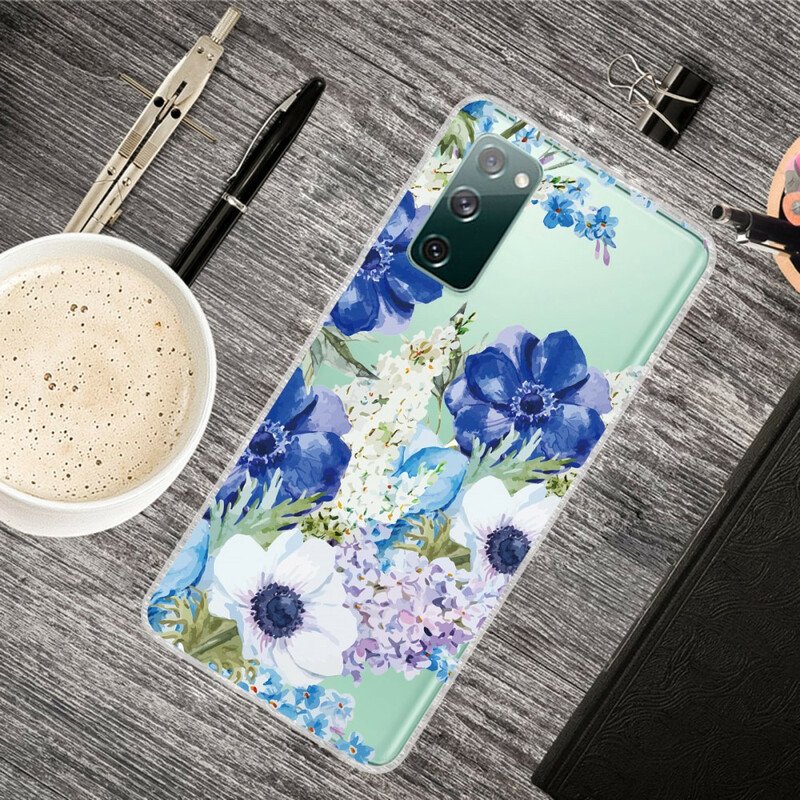 Skal Samsung Galaxy S20 FE Sömlös Akvarell Blå Blommor