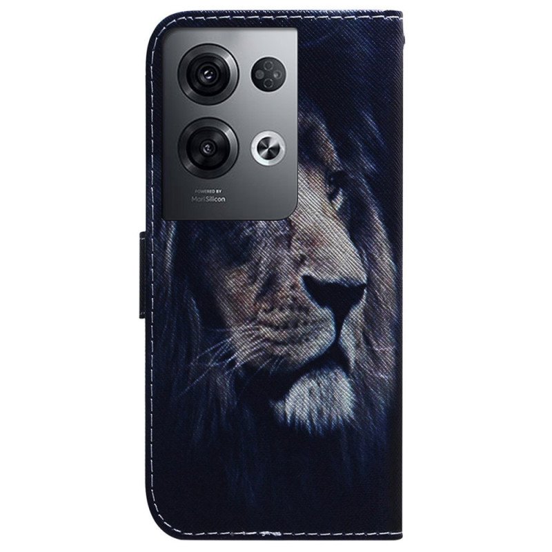 Folio-fodral Oppo Reno 8 Pro Med Kedjar Lanyard Lion