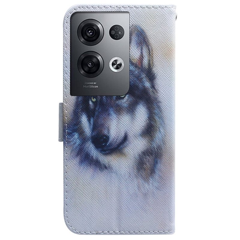 Folio-fodral Oppo Reno 8 Pro Med Kedjar Strappy Akvarellhund