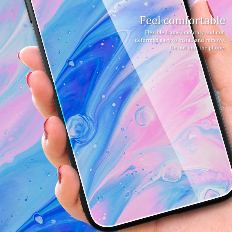 Mobilskal Oppo Reno 8 Pro Marmorfärger Härdat Glas