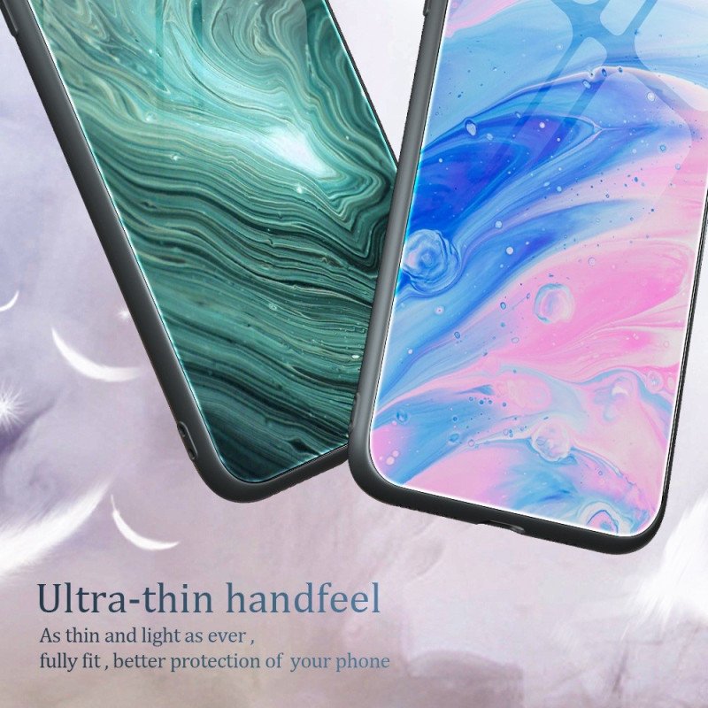 Mobilskal Oppo Reno 8 Pro Marmorfärger Härdat Glas