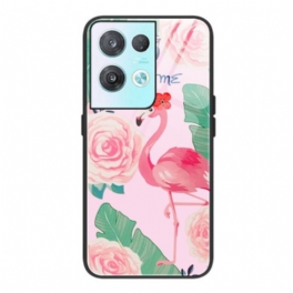 Skal Oppo Reno 8 Pro Flamingo Härdat Glas